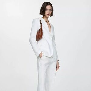 Mango 100% Linen White Blazer Sz 4